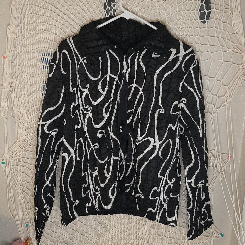 Puffy White Flame Zipper Jacket fits S